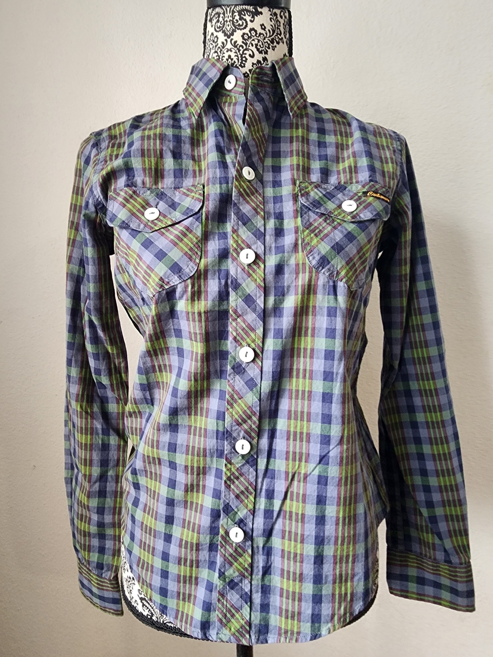 Plaid Button-Up Shirt in Blue and Green By Civilianaire